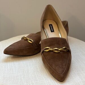 Nine West Brown Loafers with Gold Accent